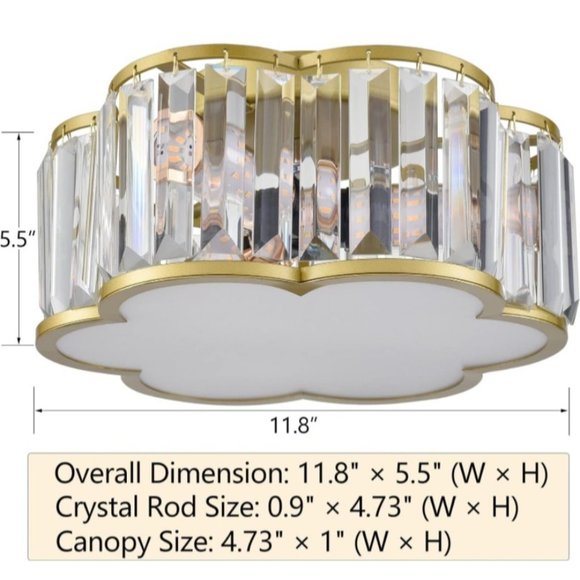 SAMTEEN Luxury Crystal Flush Mount Ceiling Light Modern 3-Light Ceiling Light Fi - Picture 3 of 6